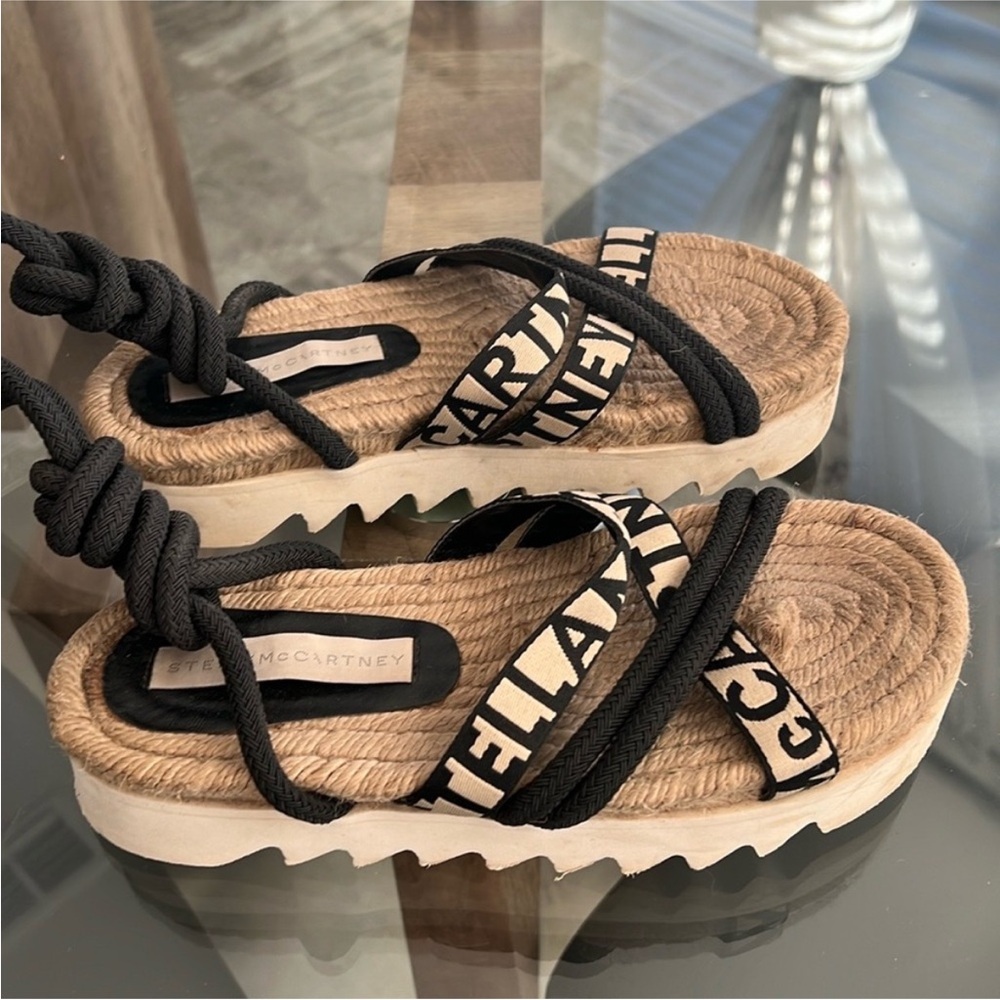 Stella McCartney Gaia Sandals in Black & Cream - Picture 12 of 13